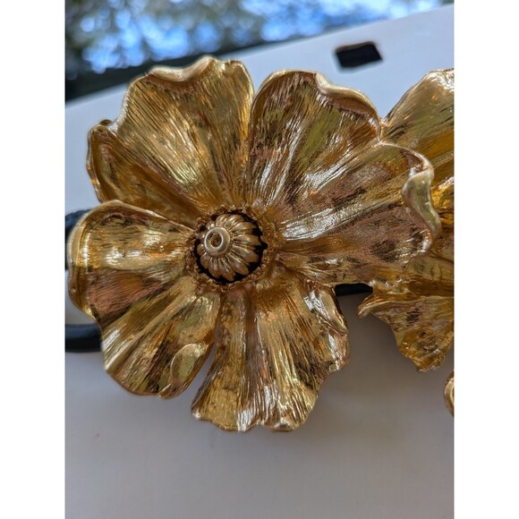 ZARA Belt Women's SS25 Golden Flower Black Cord Statement Glam - Picture 2 of 10